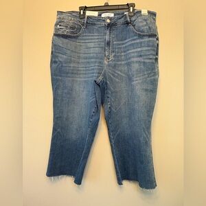 Judy Blue high waist wide leg crop raw hem jeans 24W NWT JB88612